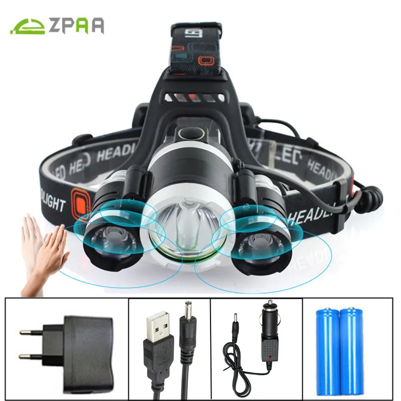 

ZPAA LED Headlamp 13000LM XML T6 LED Headlight Rechargeable 4 Mode Head Flashlight Torch Lamp Motion Sensor Fishing LED Light