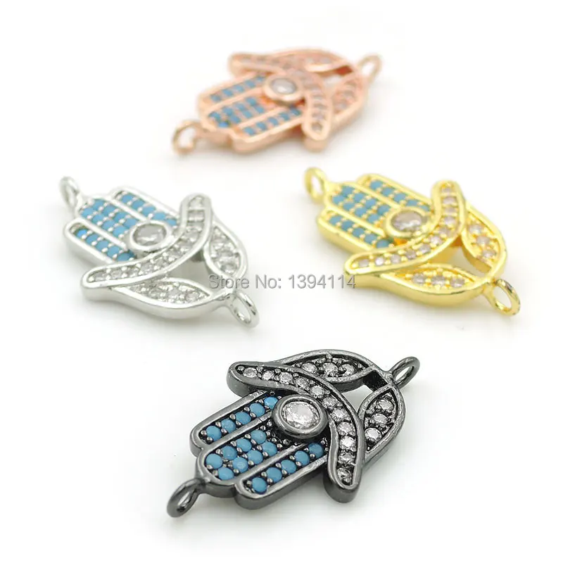 

21*12*2mm Micro Pave Kallaite&Clear CZ Palm Of Flower Connector Fit For Women As DIY Bracelets Accessory