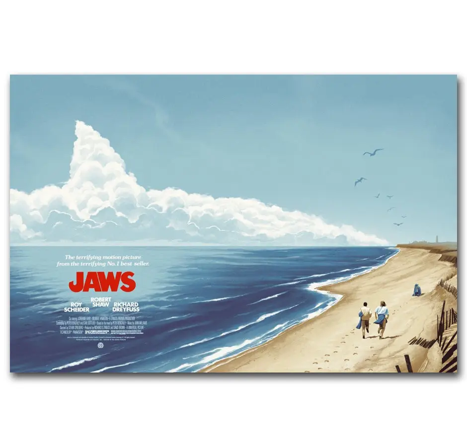 

MQ1896 JAWS Shark USA Classic Horror Movie Film Vintage Hot Art Poster Top Silk Light Canvas Home Decor Wall Picture Printings