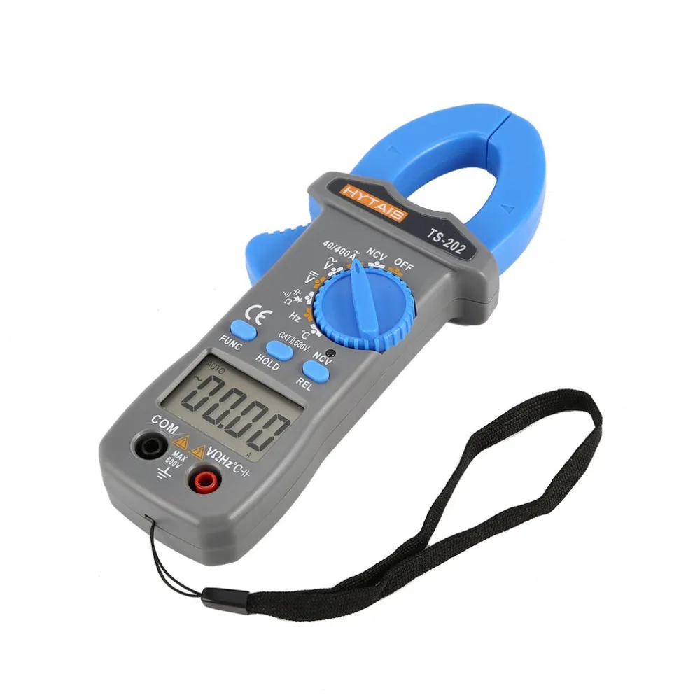 

HYTAIS TS202 Digital Clamp Meter True RMS Multimeter AC DC Frequency NCV Resistor Capacitor Diode temperature Tester Clamp Meter