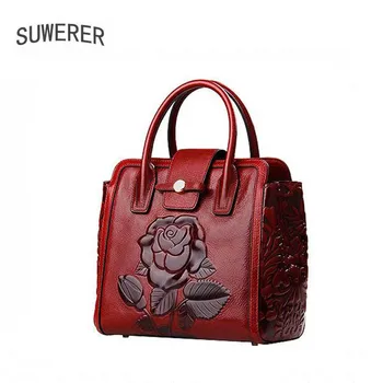 

Genuine Leather women bags for women Fashion Embossed rose luxury handbags women bags designer bags handbags women famous brands
