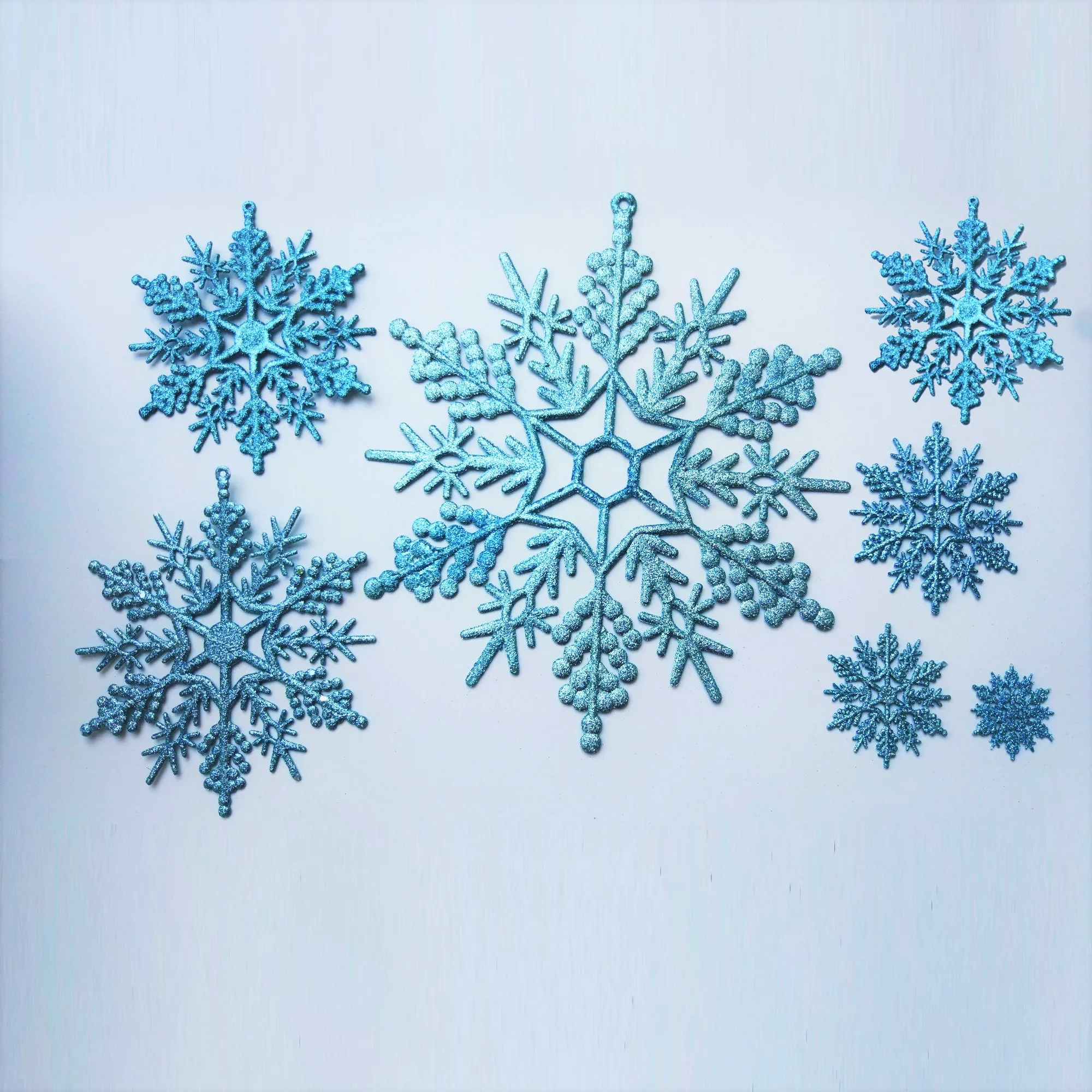 1set 7.5cm to 30cm Christmas Tree Ornament Frozen Party Pendant Wedding Decoration New Year White Powder Plastic Snowflake