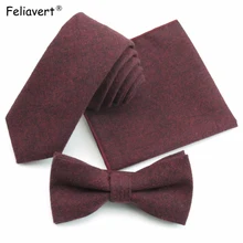 Мужской галстук, модный однотонный мягкий хлопковый галстук 5,5 см+ галстук-бабочка+ платок, набор костюмов, карманный квадратный праздничный подарок, свадебный галстук
