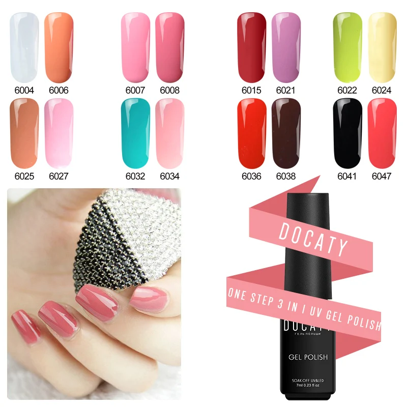 Us 078 26 Offdocaty One Step Colorful Nail Gel Polish 3 In 1 Varnish Vernis Semi Permanent Uv Led Nail Gel Lacquer Nail Beauty Gel Lak In Nail Gel