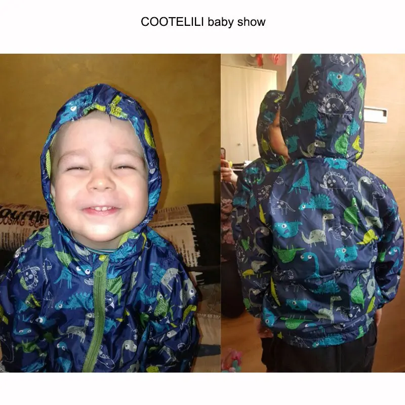 COOTELILI 80-120cm Spring Autumn Dinosaur Windbreaker Kids Jacket Boys Outerwear Coat Hooded Baby Clothing For Boys (3)