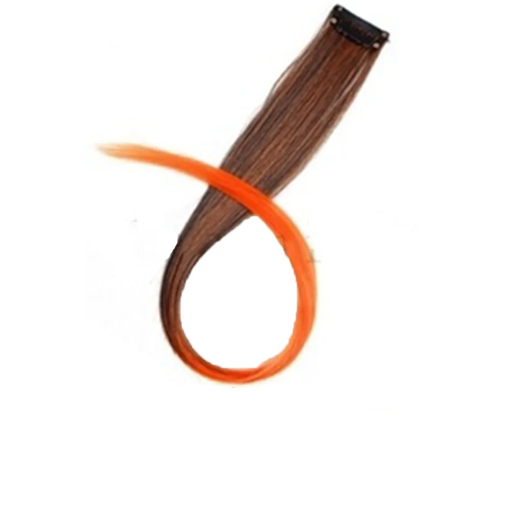 Градиентные цветные синтетические волосы для наращивания на заколках, термостойкие длинные прямые шиньоны, один зажим для женщин, накладные синие волосы - Color: 20