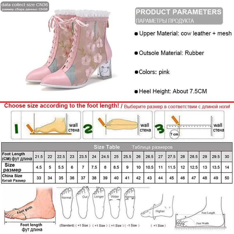 Phoentin/ г.; розовые туфли в стиле Лолиты; женские летние ботинки из сетчатого материала; ботильоны с вышивкой и перекрестной шнуровкой на молнии; Каблук со стразами; FT695