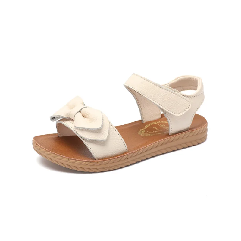 

2019 New Summer Fashion Princess Girls Sandals Non-slip soft bottom Children Flat Genuine Leather Sandals Kids Beach Shoes 26-37