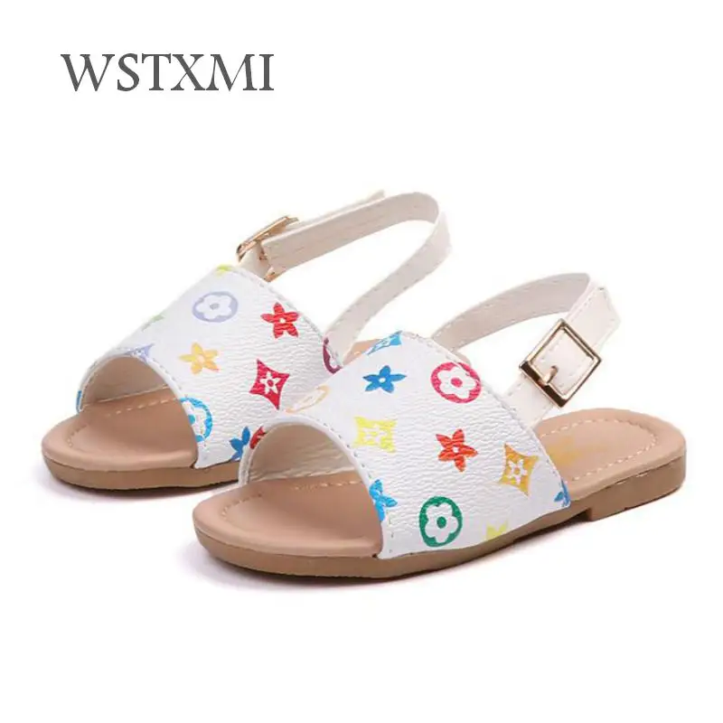 

New Summer Toddler Sandals for Girls Children Beach Shoes Kids Casual Open Toe Flat Soft Anti-slip Baby Princess Leather Sandals