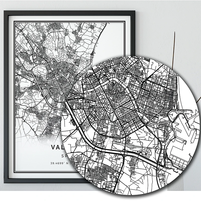 Valencia map poster print detail picture