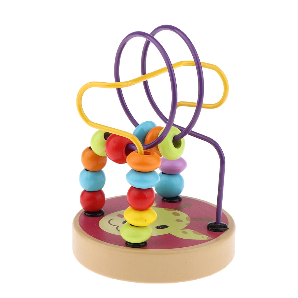 Красочные Мультяшные деревянные бусины лабиринт американские горки активность куб Развивающие Abacus бусины круг игрушки для детей малышей Дети - Цвет: Giraffe