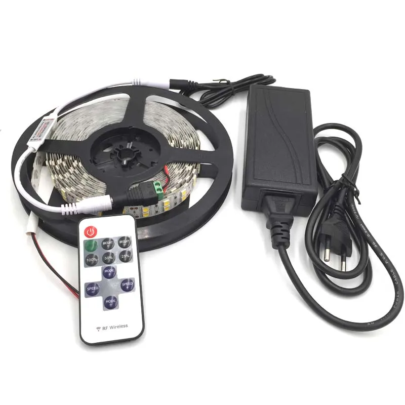 

LED Strip 600 leds 5m 5050 No-Waterproof led light white warm + 12v5a Power adapter + 11 Keys RF Controller + DC