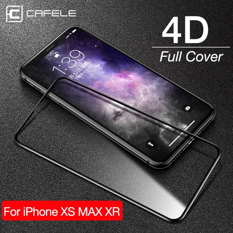 Защитное стекло CAFELE для iPhone Xs Max Xr 4D закаленное с полным покрытием прозрачное