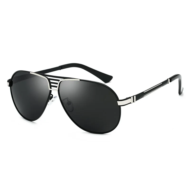 Мужские солнцезащитные очки Классические поляризационные солнцезащитные очки для вождения металлические дизайнерские очки солнцезащитные очки по рецепту большая коробка 977 - Цвет линз: Серебристый