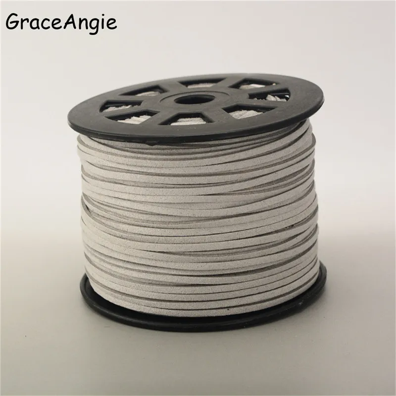 5Meter/Roll 2.6x1.5mm Flat Faux Suede Korean Velvet Leather Cord String Rope Lace Thread DIY Bracelet Necklace Jewelry Findings - Цвет: YW343LightGray