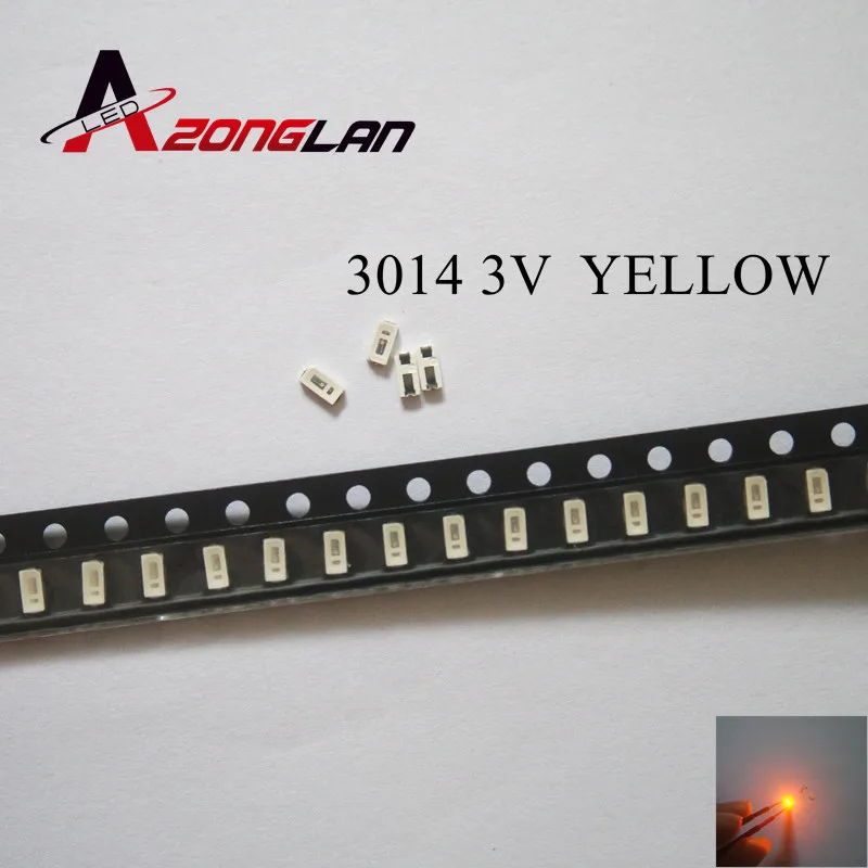 50 шт. 3014 SMD LED чип желтый ультра яркий 0 1 Вт 6 8LM 30mA 3V поверхностное крепление