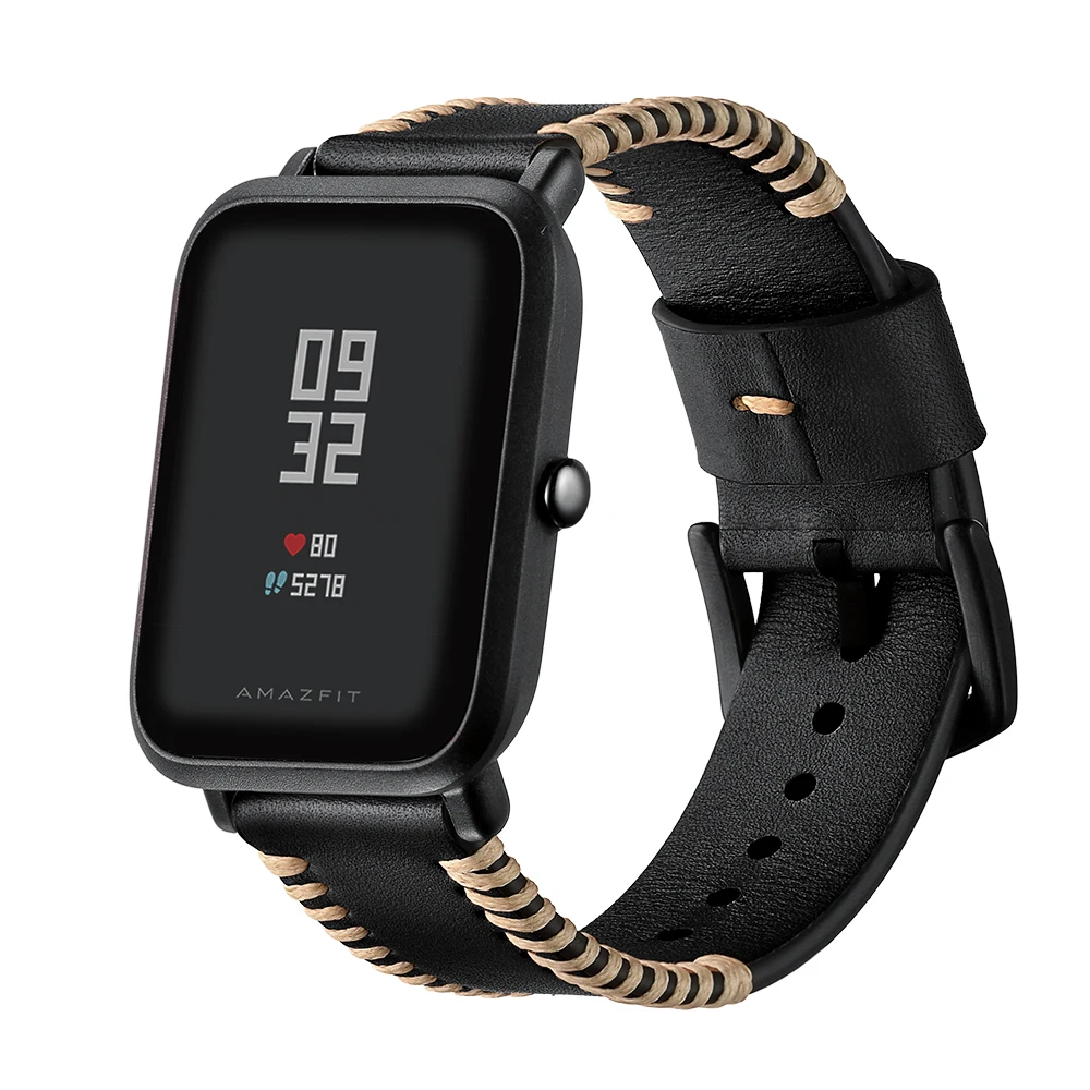 20MM band for AMAZFIT watch band Handmade real leather bracelet for xiaomi men's watch strap (8)