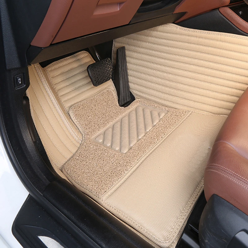 

Car floor mats Waterproof Leather Floor Mat Car-styling Interior Car Carpet Mats cream-coloured