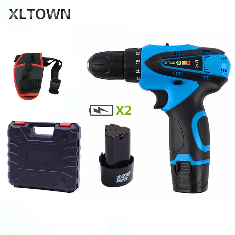Xltown 12v high quality rechargeable electric screwdriver with two lithium batteries Household cordless | Инструменты