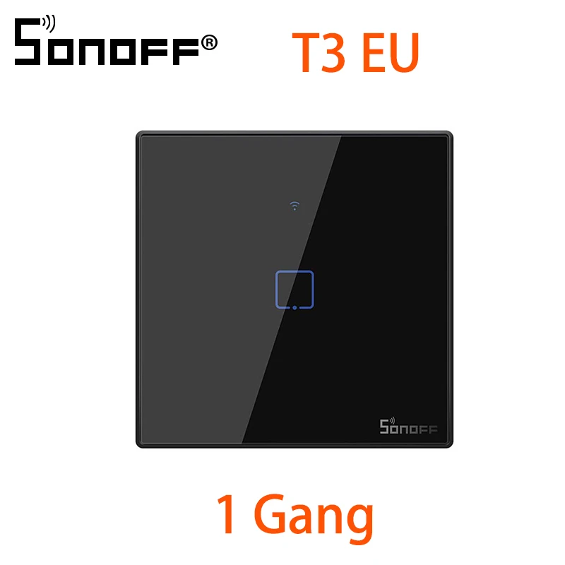 SONOFF T3 EU/US/UK TX умный Wifi настенный сенсорный переключатель черный с рамкой умный дом 1~ 3 банды 433 RF/Voice/APP Управление работает с Alexa - Комплект: T3EU 1C