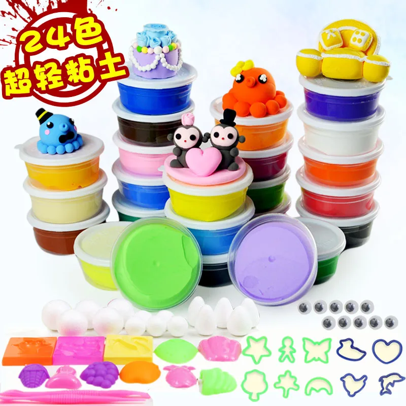 24 colors access air dry colored clay cold porcelain play dough 