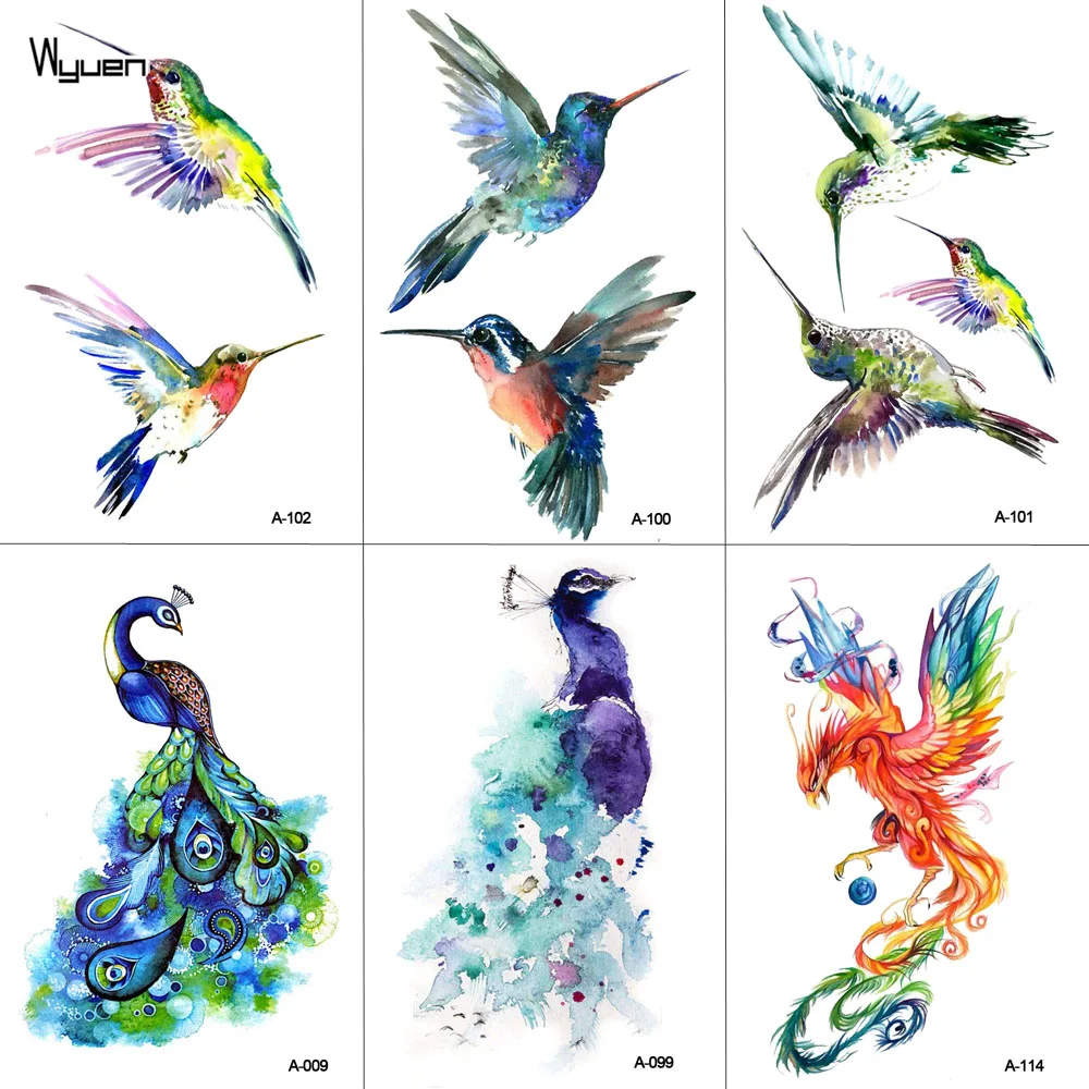 tattoo aliexpress temporary Body Temporary Fake Hummingbird WYUEN Watercolor Tattoo