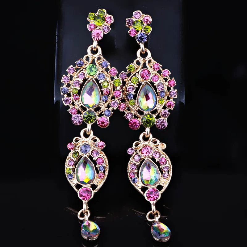 

New Silver Plated Fringe Earrings Women's Colorful Rhinestone Tassels Long Hanging Earrings Chain Drop Earrings Bijouterie