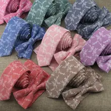 1 компл./лот) галстук мужской узкий стиль досуг broken с цветочным рисунком 6 см хлопок и лен жениха Свадебные модные галстук Gravata