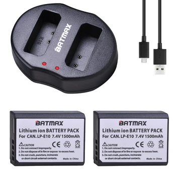 

2Pcs 1500mAh LP-E10 LPE10 LP E10 Camera Battery AKKU + USB Dual Charger for Canon 1100D 1200D 1300D Rebel T3 T5 KISS X50 X70