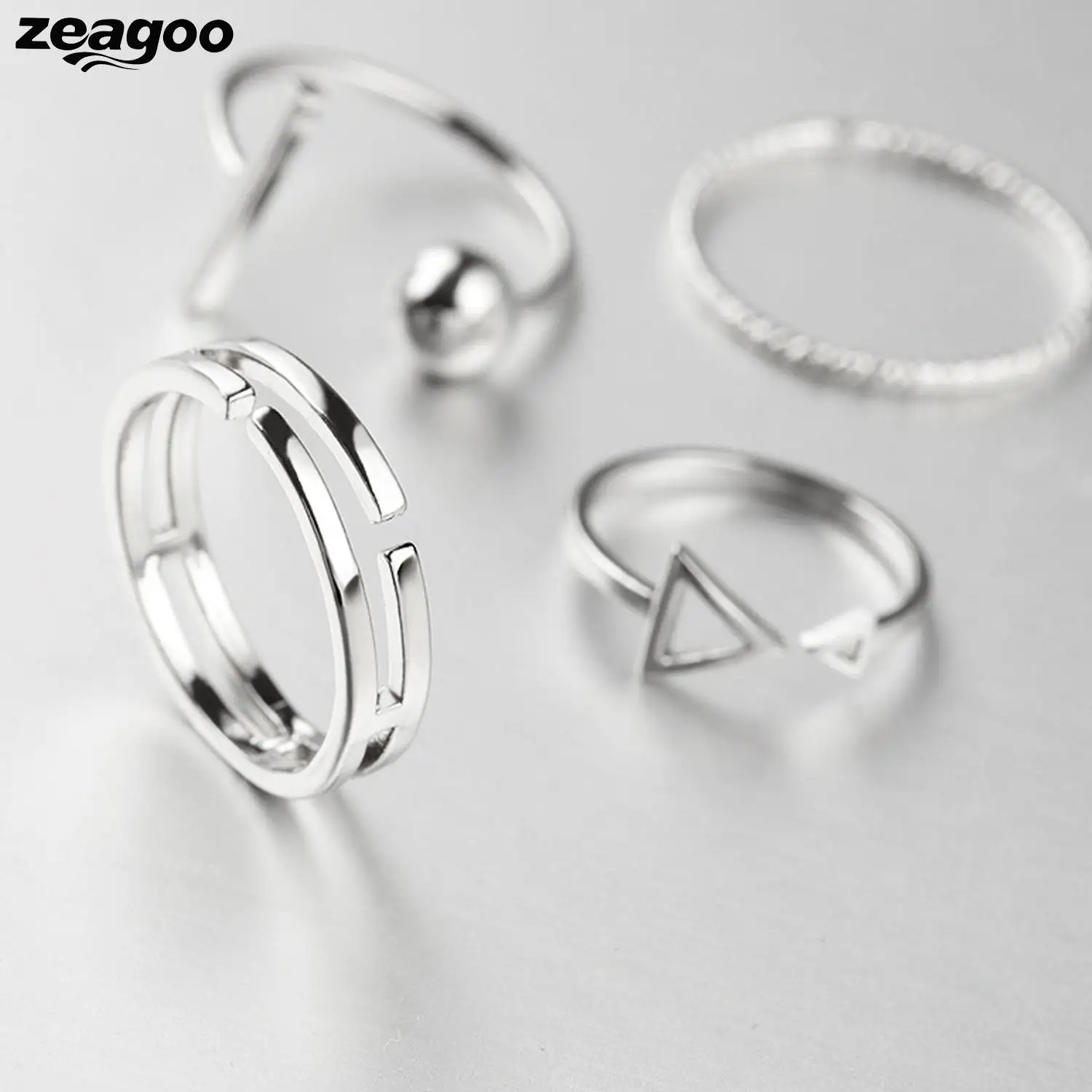

Silver Geometric Ring Unisex Adjustable Set Combination Alloy