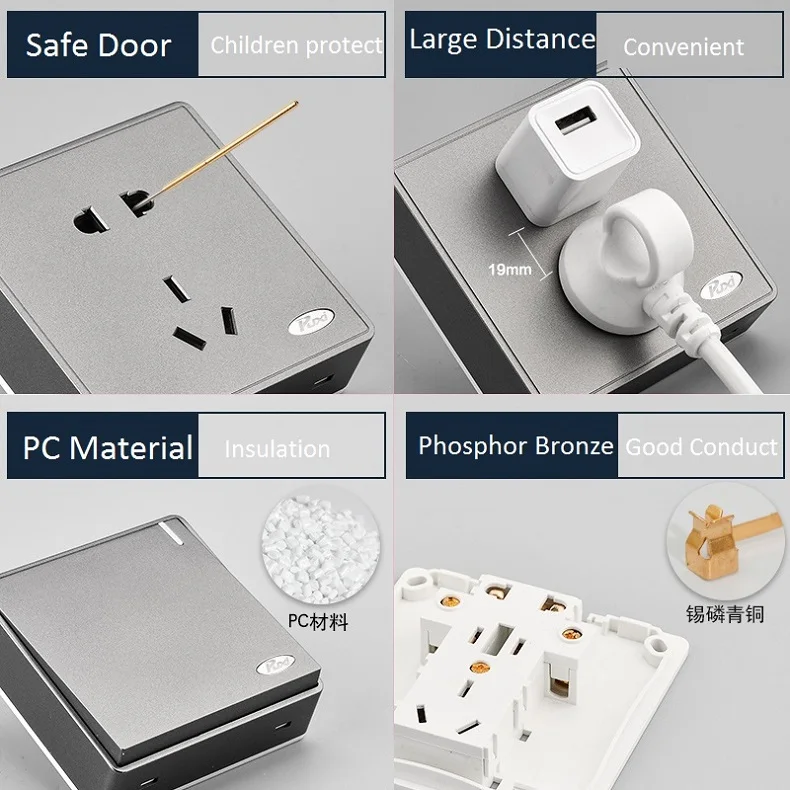 Настенный выключатель для поверхностного монтажа и настенная розетка морозно-серый Модный 1 комплект 1Way 2 банда 2Way 3 банда 3Way 4 банда 4Way переключатель поверхностное крепление