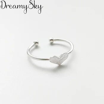 

Korean Style New 925 Sterling Silver Heart Rings For Women Wedding Jewelry Statement Adjustable Retro Ring Anillos Anelli
