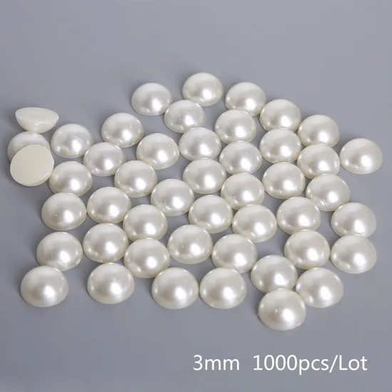 IV04 1000/500 PCS Multi-size полу-круговой ABS жемчуг 3D ногтей декоративные резиновые Groove Дизайн Ногтей Пузырь белый цвет - Цвет: IV04