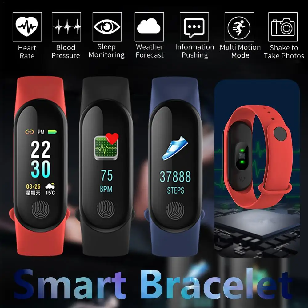 

Xiaomi M3plus Sports & Outdoors Color Screen Smart Watch Heart Rate Fitness Bracelet Wireless Bluetooth Wristbands For Android