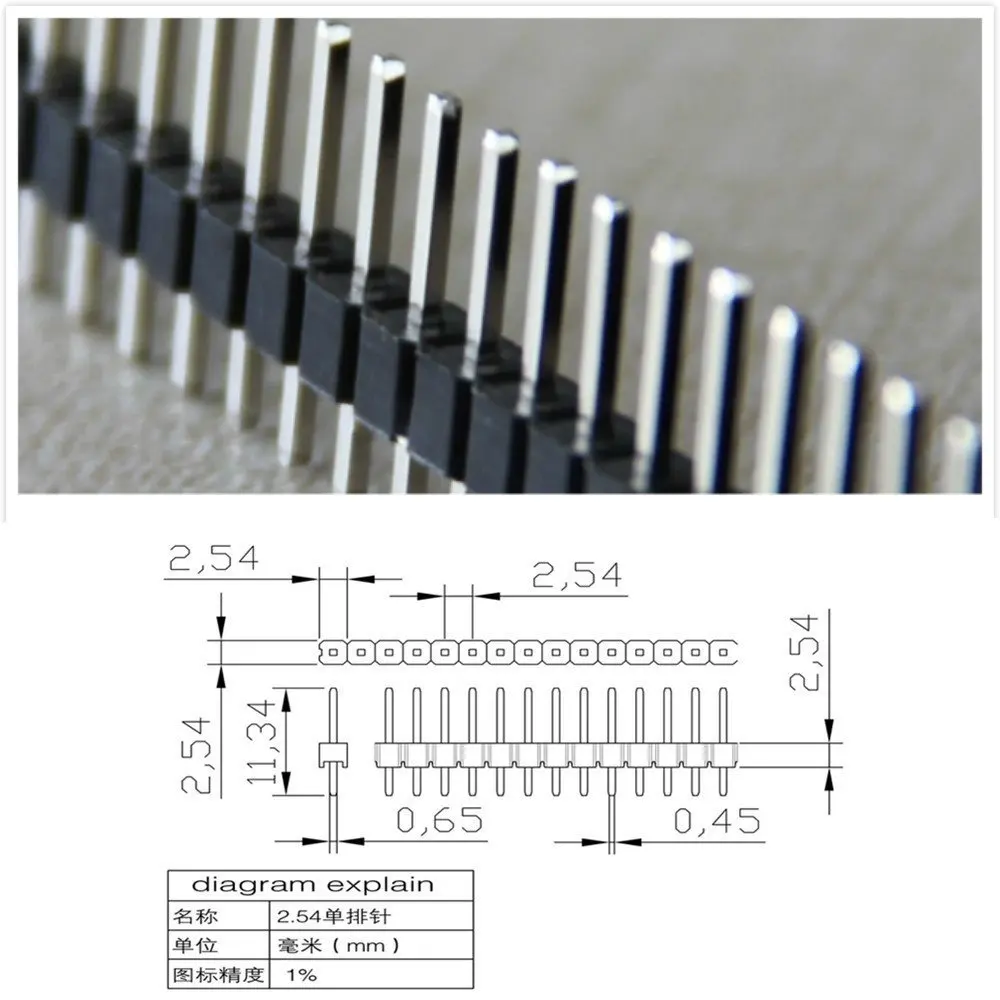 200 шт. 40 Pin 1x40 Однорядный Мужской 2,54 ломаемый контактный разъем PCB JST разъем полосы для Arduino черный