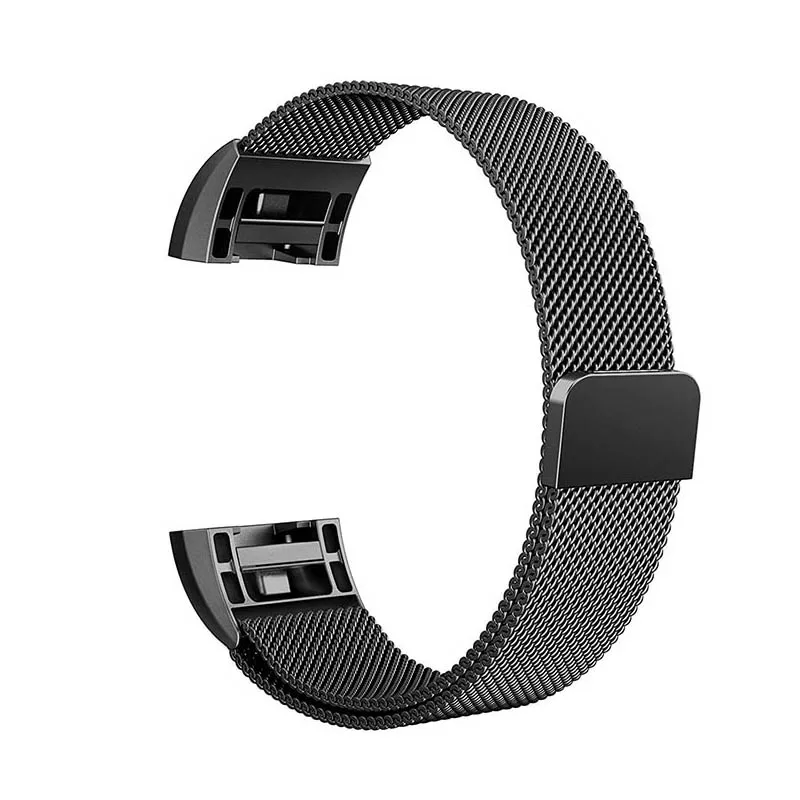 Черный Ремешок для часов бретели нижнего белья для Fitbit Charge 2 Milanese Loop Band нержавеющая сталь замена запястье Браслет Fitbit Charge2 - Цвет: Черный