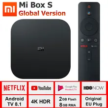 Xiaomi Mi ТВ приставка S 4K HDR Android tv 8,1 Ultra HD 2G 8G фильм wifi Google Cast Netflix телеприставка медиаплеер