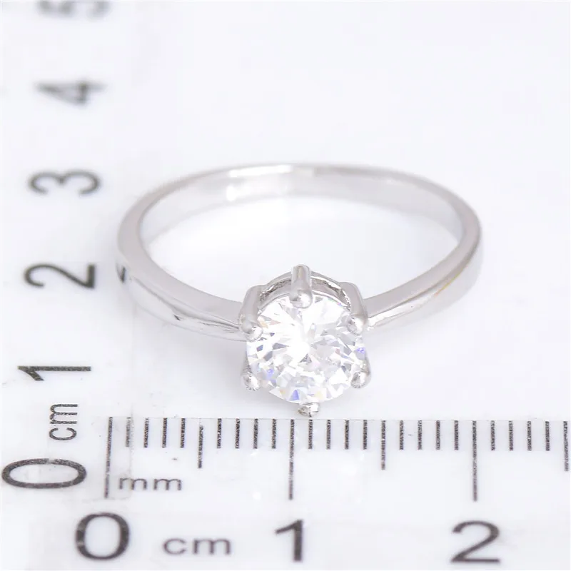 QCOOLJLY Bridal Wedding Ring Silver Color Shiny 1pc CZ Striking Cubic Zirconia Women's Girl's Ring Size 5 6 7 8 9 Wholesale