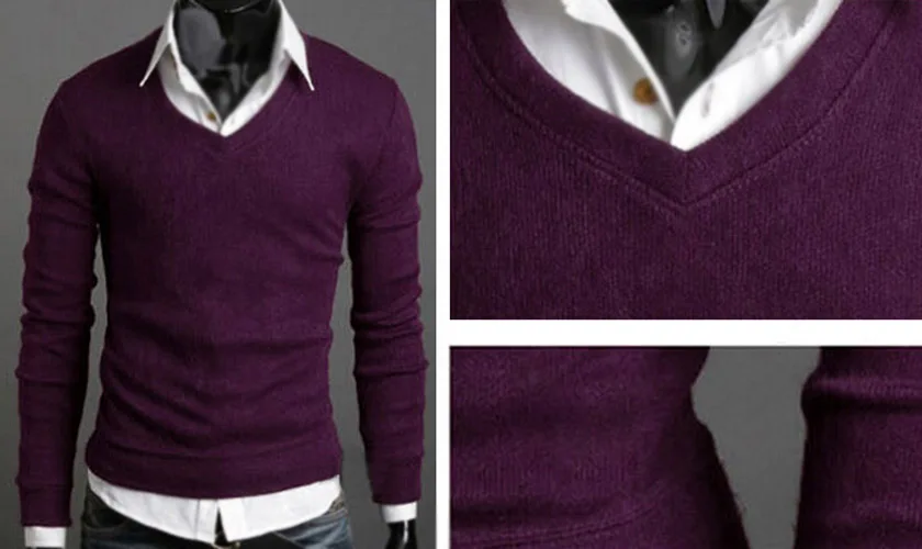 Повседневное Slim Fit v-образным вырезом трикотажный пуловер свитер