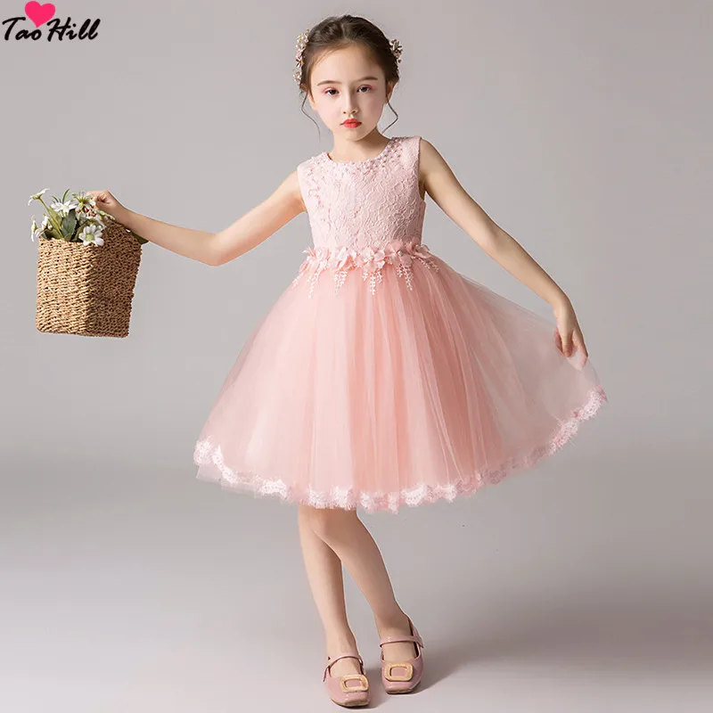 pearl pink flower girl dress