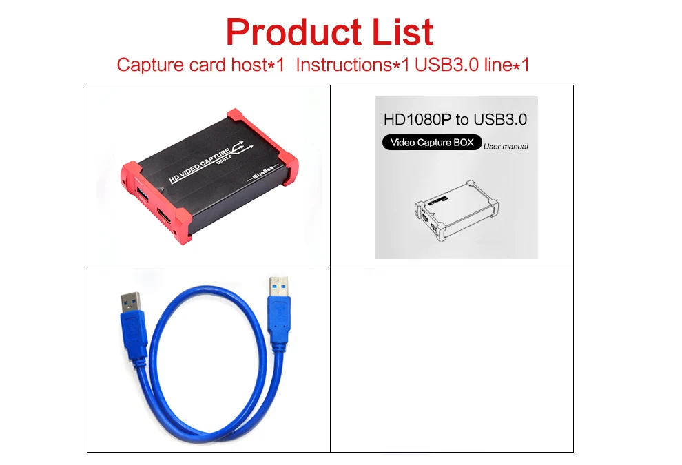 MiraBox HD USB video capture card with HD HDMI loop out USB3.0 Compatible with OBS DouYu live Software Support 1080P No Delay (2)