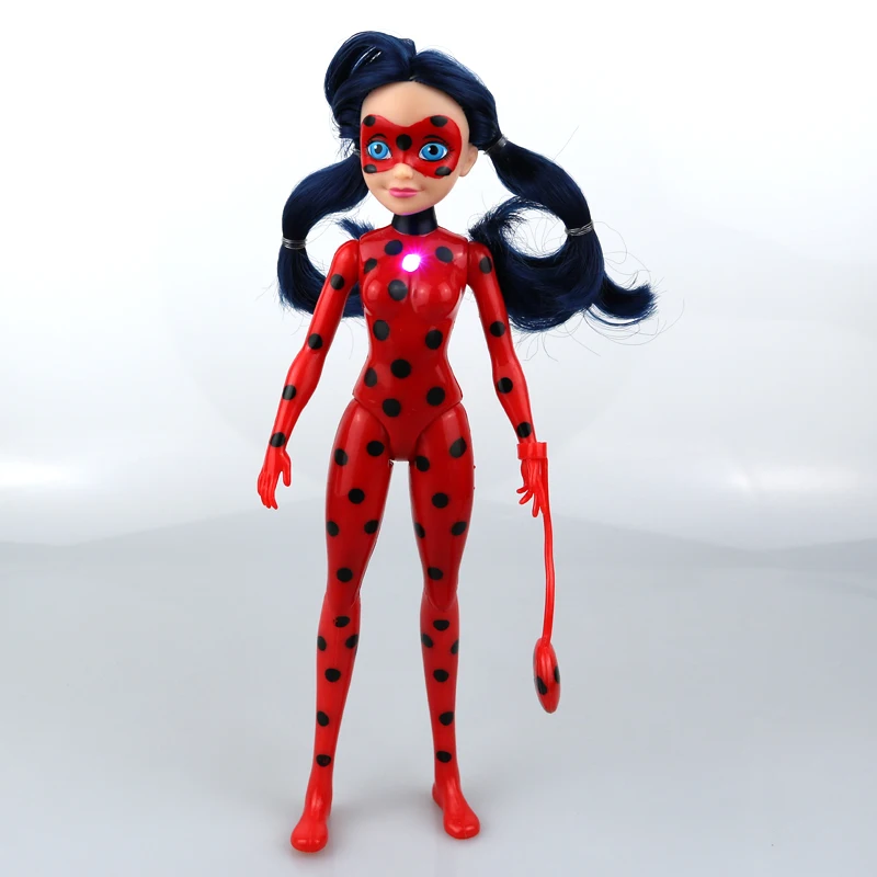 

27 cm girls Ladybug Plastic Action Figure with light and music Birthday kids Gifts Model Toys
