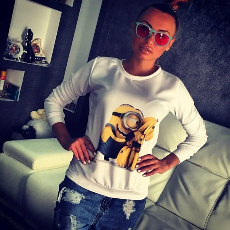 

H152 Hot Autumn Women Casual Hoodies 3D Banana Minion Cartoon Print Sweatshirts