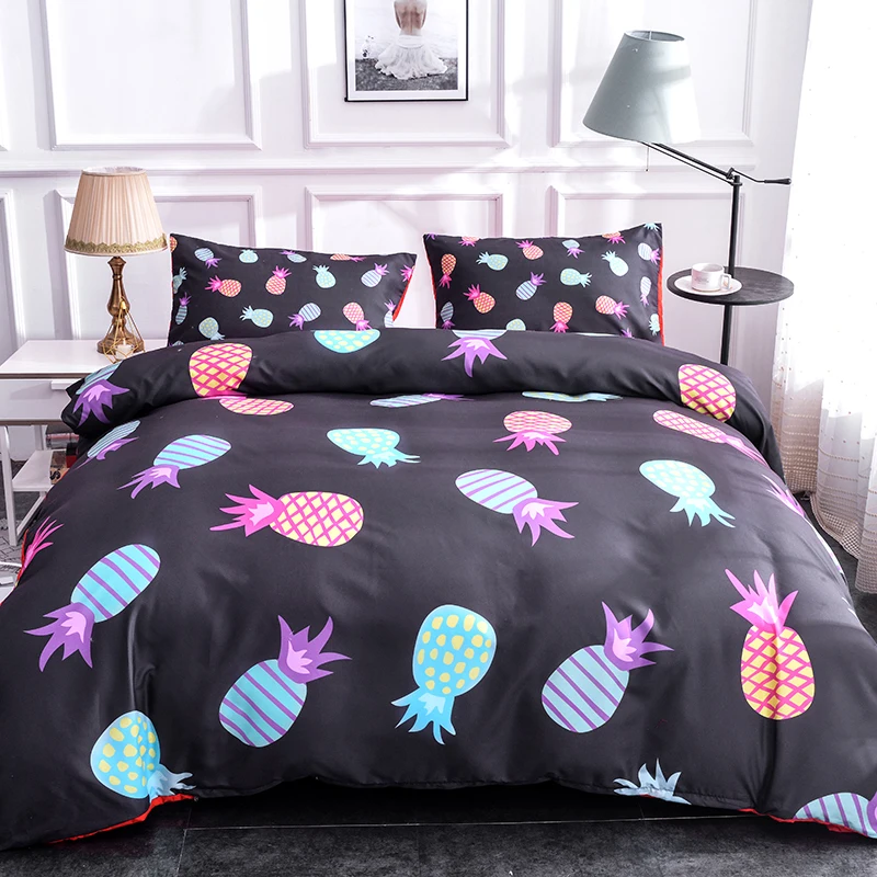 

Boniu Pineapple Fruit Comforter Duvet Cover Set for Kids Gifts 3pcs Fashion Cartoon Bedding Set Twin Full Queen Sizes Bedclothes