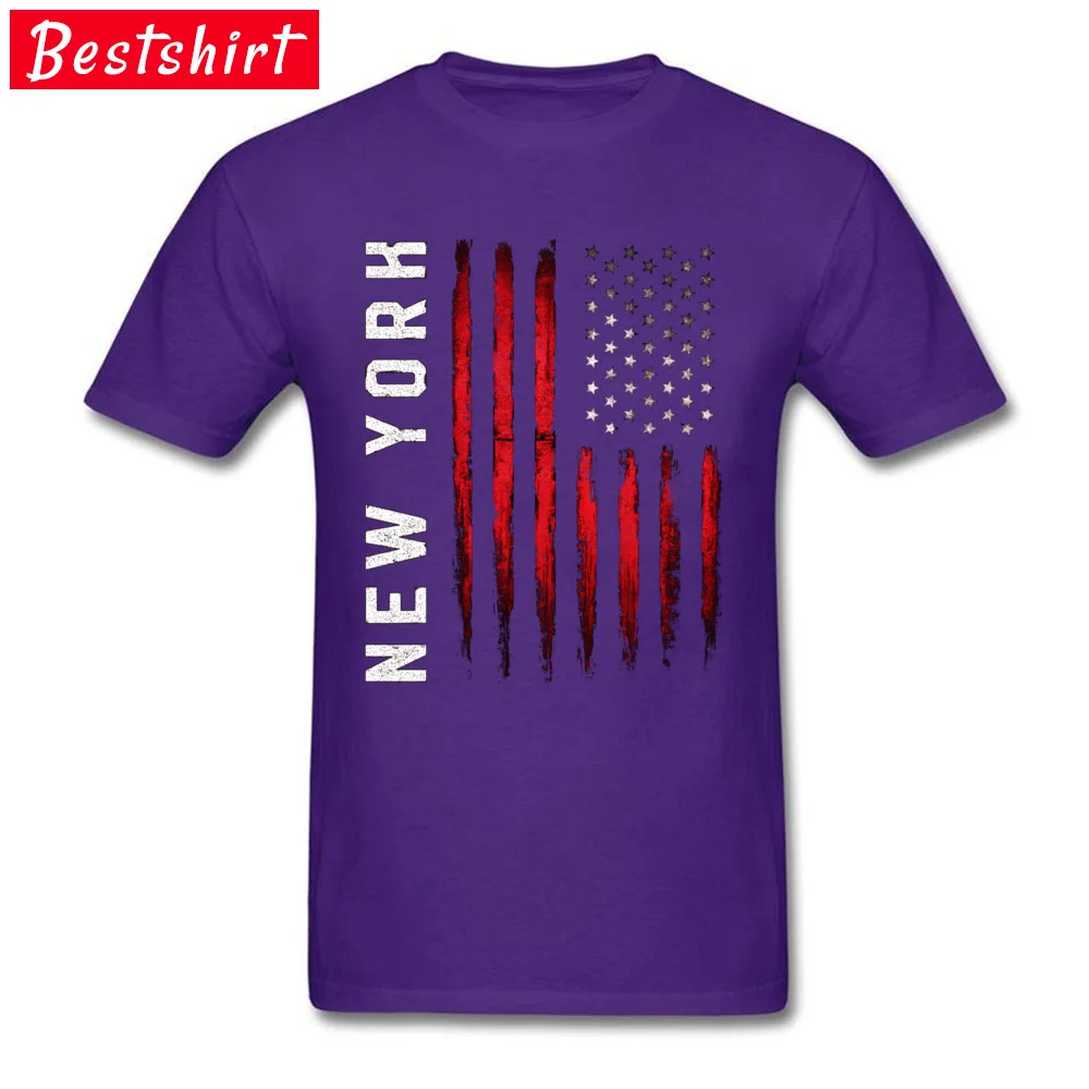 American flag New York Vintage Round Collar T-Shirt Autumn comfortable T Shirt 2018 New Fashion 100% Cotton Fabric T Shirt Men American flag New York Vintage purple