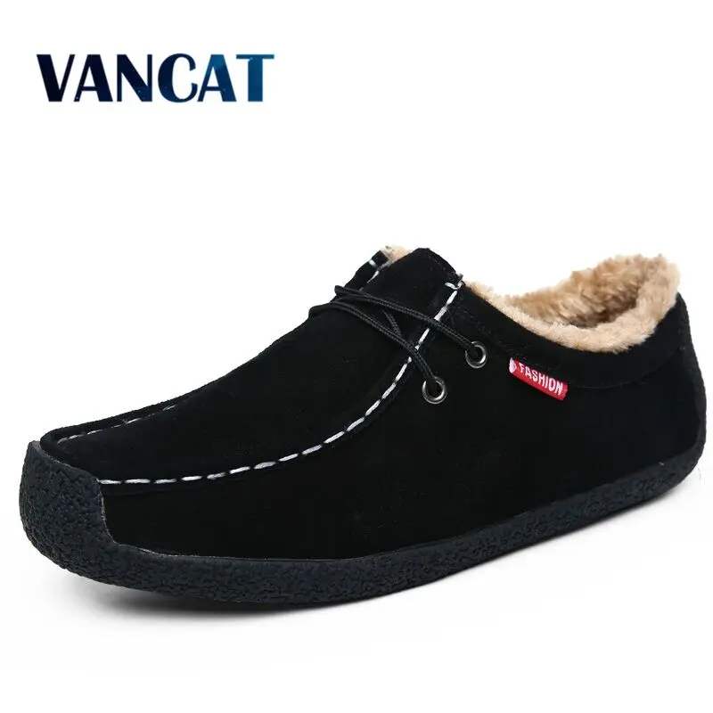 

Vancat Brand Fashion Men Shoes Suede Leather Snow Boots Warm winter plush Ankle Boots Waterproof Casual Men Boots Big Size 39-50