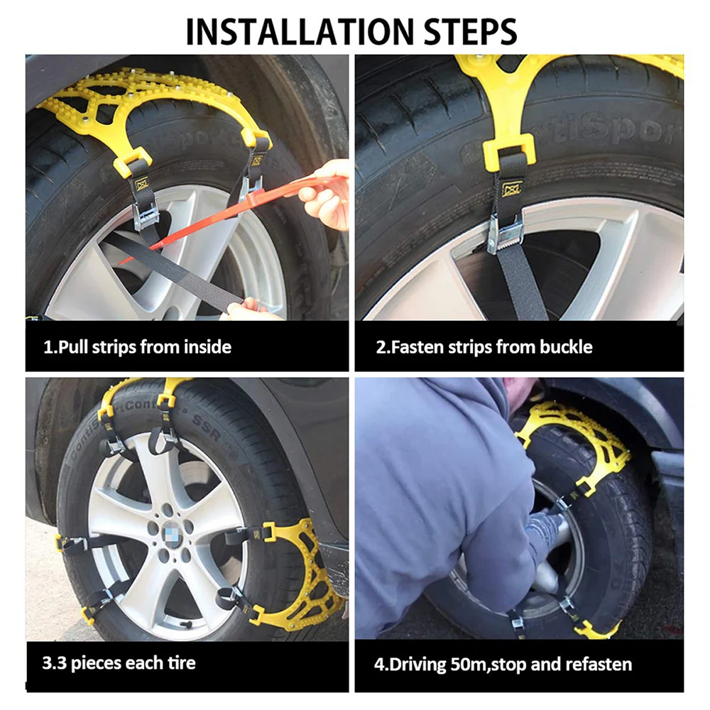6 шт. универсальные зимние противоскользящие колесные шины аварийные цепи для автомобилей SUV грузовик Вождение по снежной и ледяной дороге, песчаной и грязевой дороге