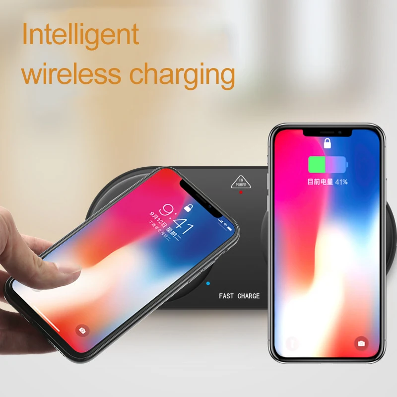 Fimilef Беспроводное зарядное устройство для iPhone X 8 plus быстрая зарядка Samsung Dual USB QI