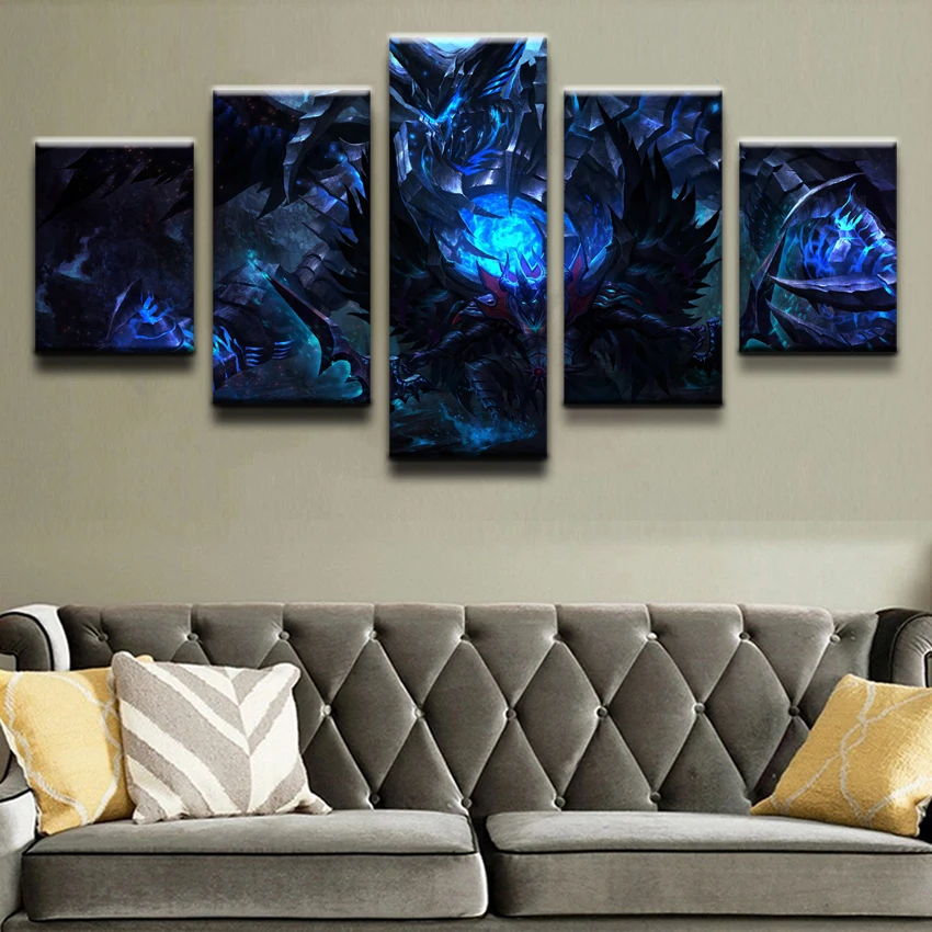  Wall Art Painting Canvas Printed 5 Panel Dark DOTA 2 Sword Terrorblade Warrior Game Poster Artwork 