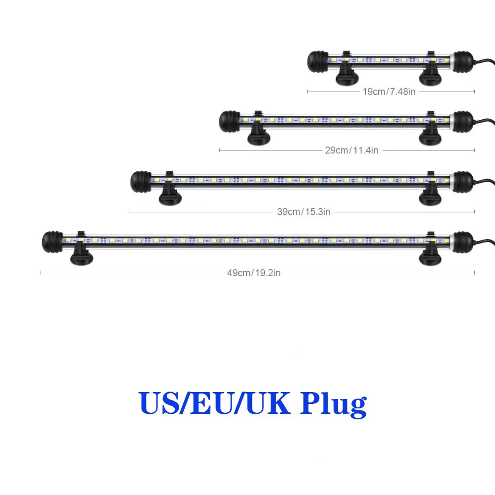 19 см 29 см 39 см 49 см 59 см светодиодный аквариум светильник DC12V IP68 Водонепроницаемый светодиодный аквариумный светильник s рыбы RGB белый разъем US/EU/UK